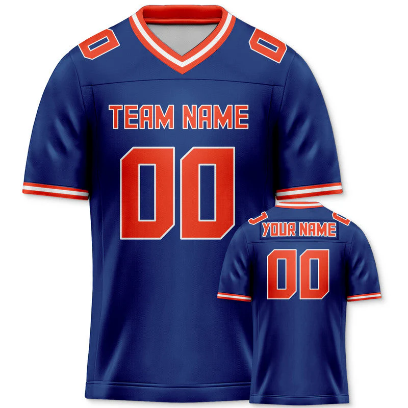 Custom Royal Orange Mesh Authentic Football Jersey