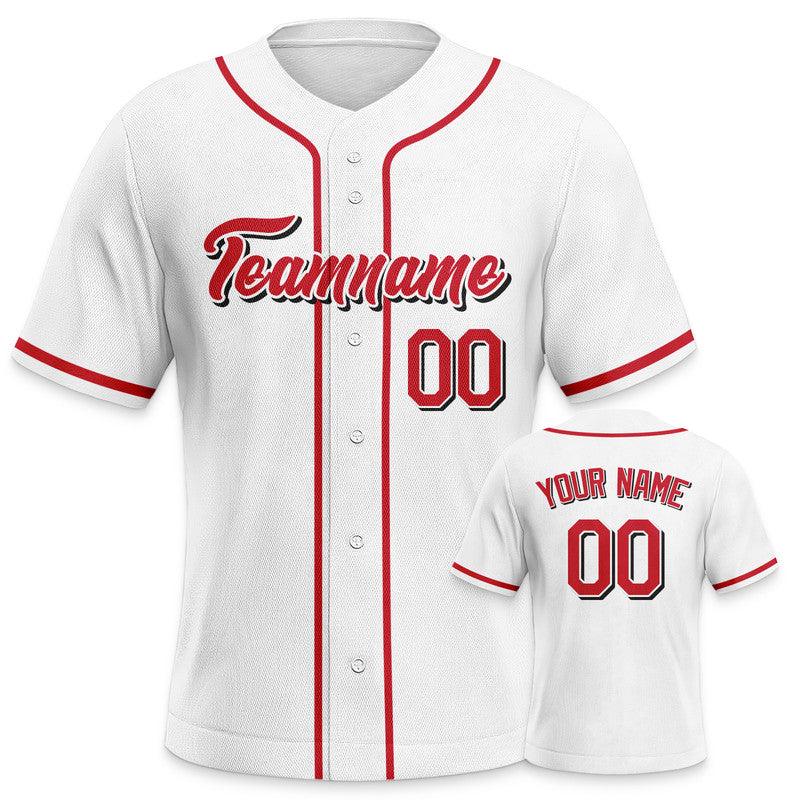 Custom White Red-White Authentic Baseball Jersey-3