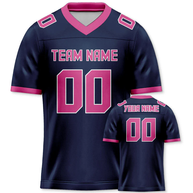 Custom Navy Pink Mesh Authentic Football Jersey