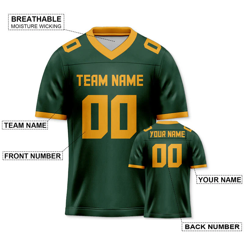 Custom Kelly Green Gold Mesh Authentic Football Jersey