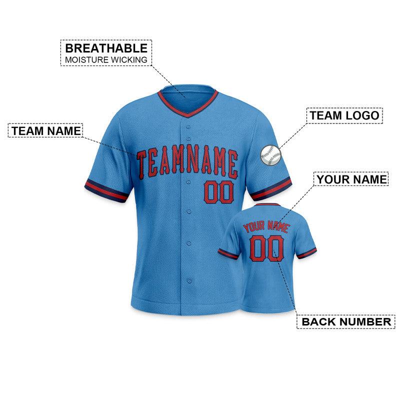Custom Powder BLue Red Authentic Baseball Jersey-1
