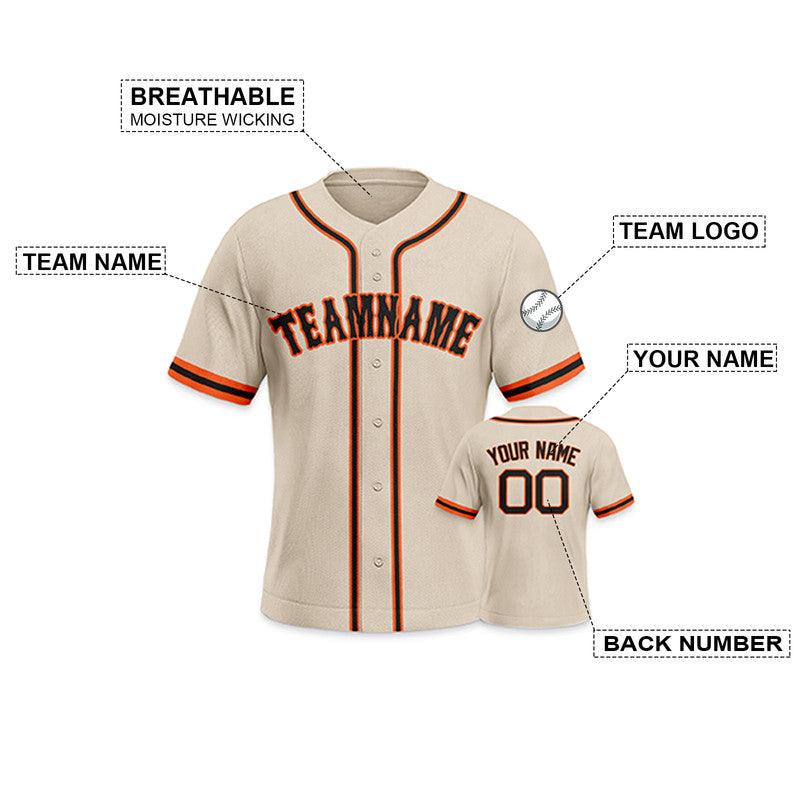 Custom Beige Black-Orange Authentic Baseball Jersey-2