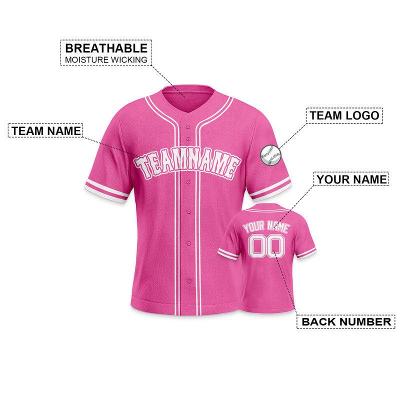 Custom Pink White Authentic Baseball Jersey-2