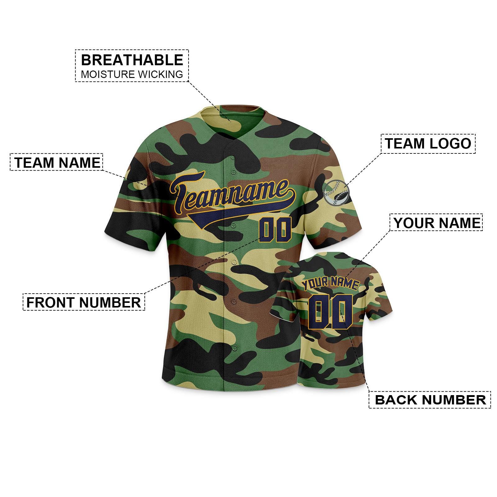 Custom Camo Navy-Gold Authentic Salute To Service Baseball Jersey