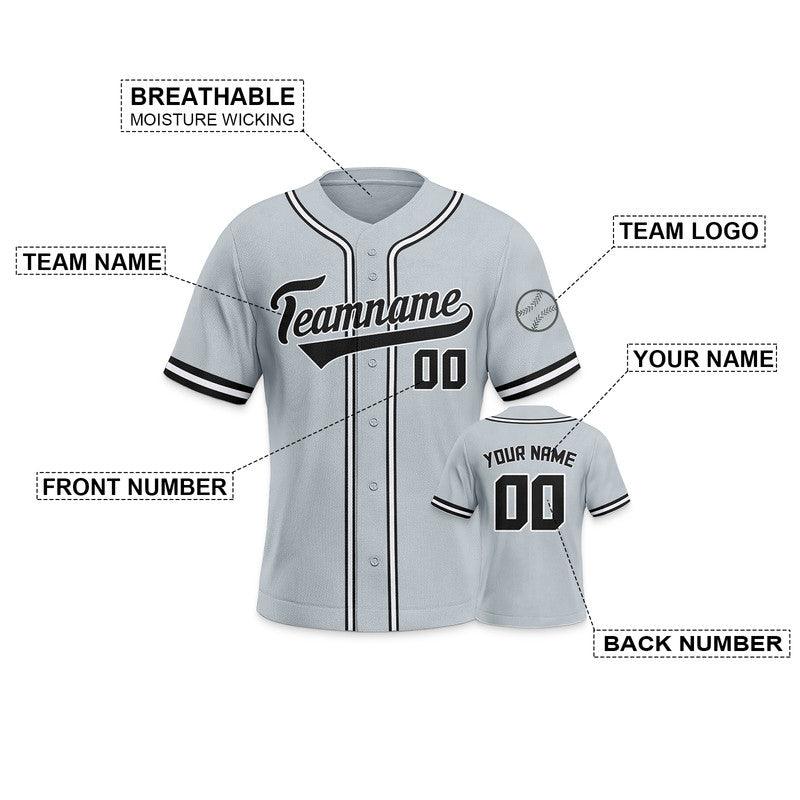 Custom Gray Black-White Authentic Baseball Jersey