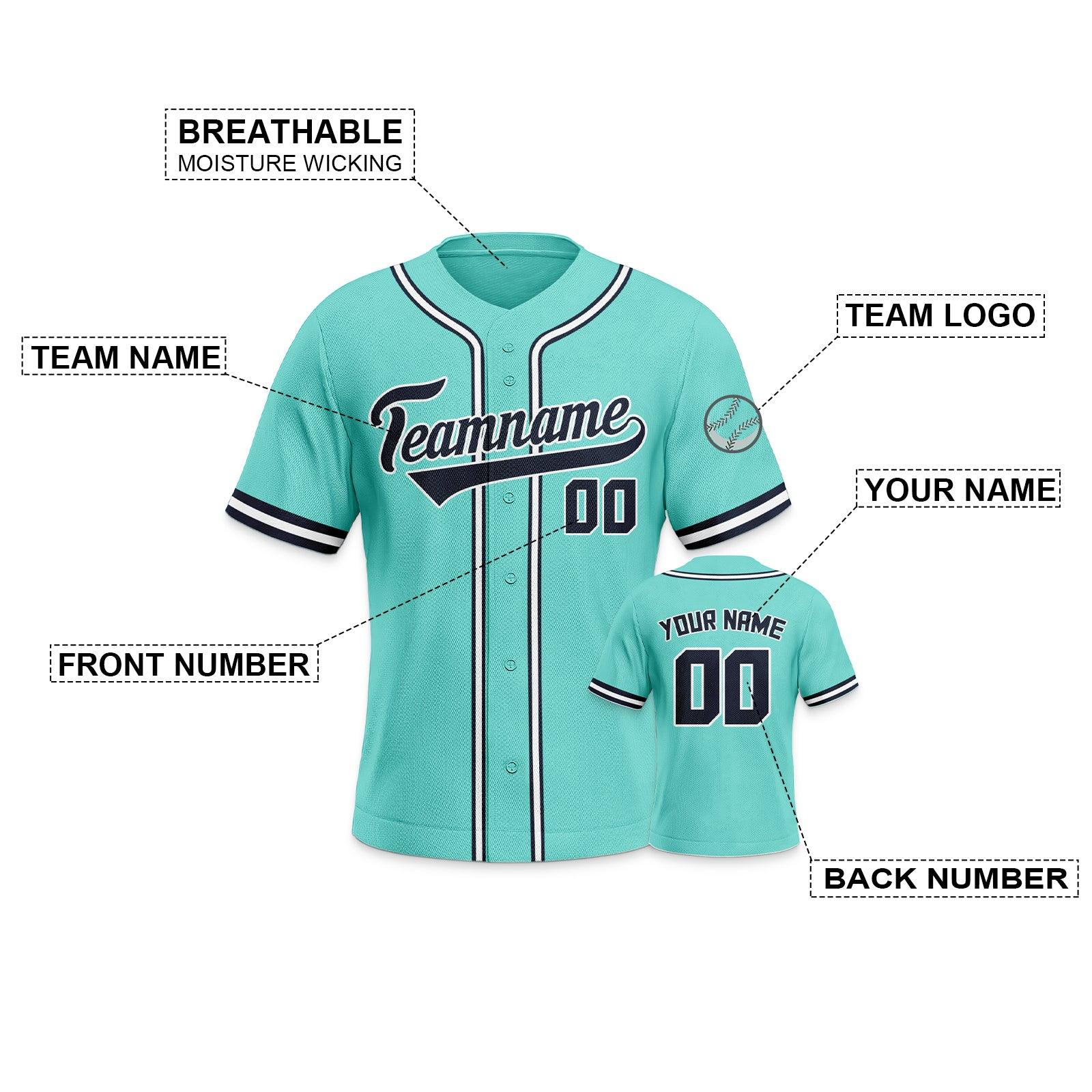 Custom Aqua Navy-White Authentic Classic Baseball Jersey