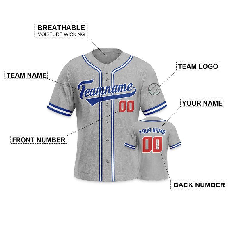 Custom Gray Royal Red-White Authentic Baseball Jersey
