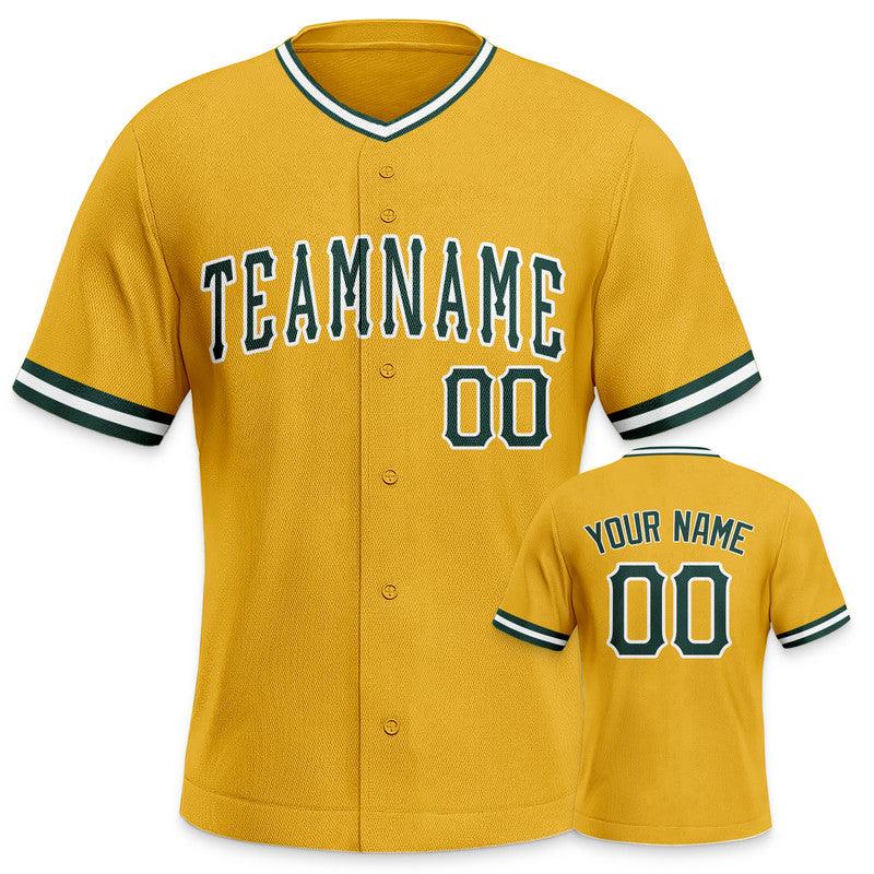 Custom Gold Kelly Green-White Authentic Baseball Jersey-1