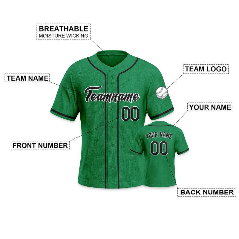 Custom Green Black-White Authentic Baseball Jersey-3