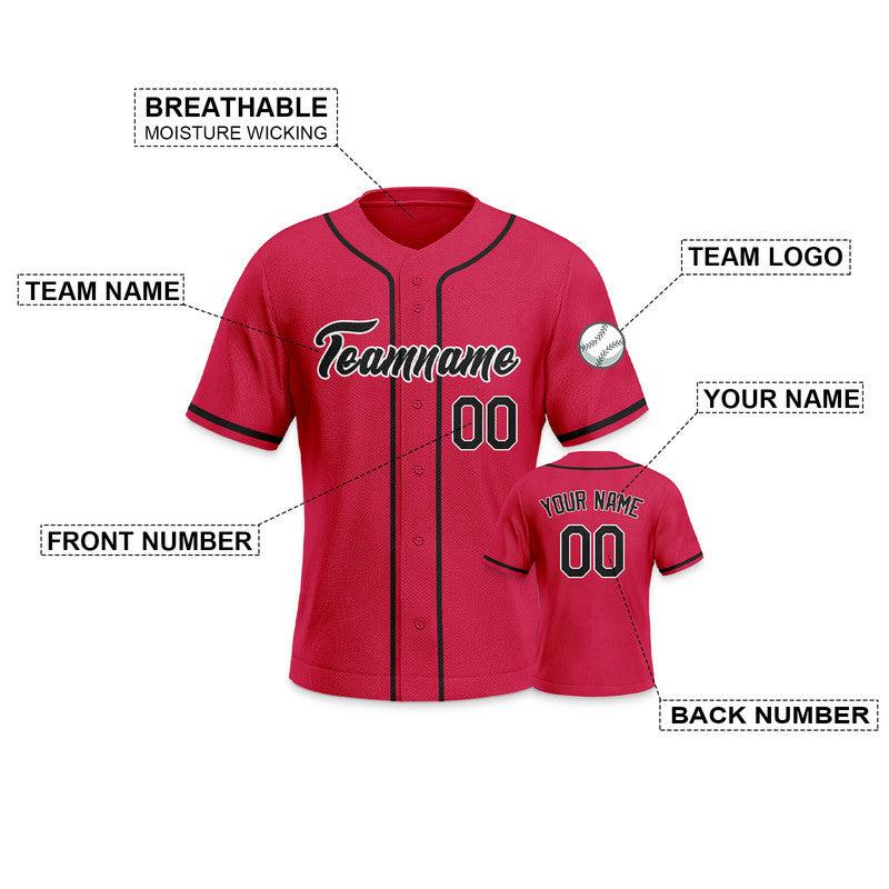 Custom Red Black-White Authentic Baseball Jersey-3