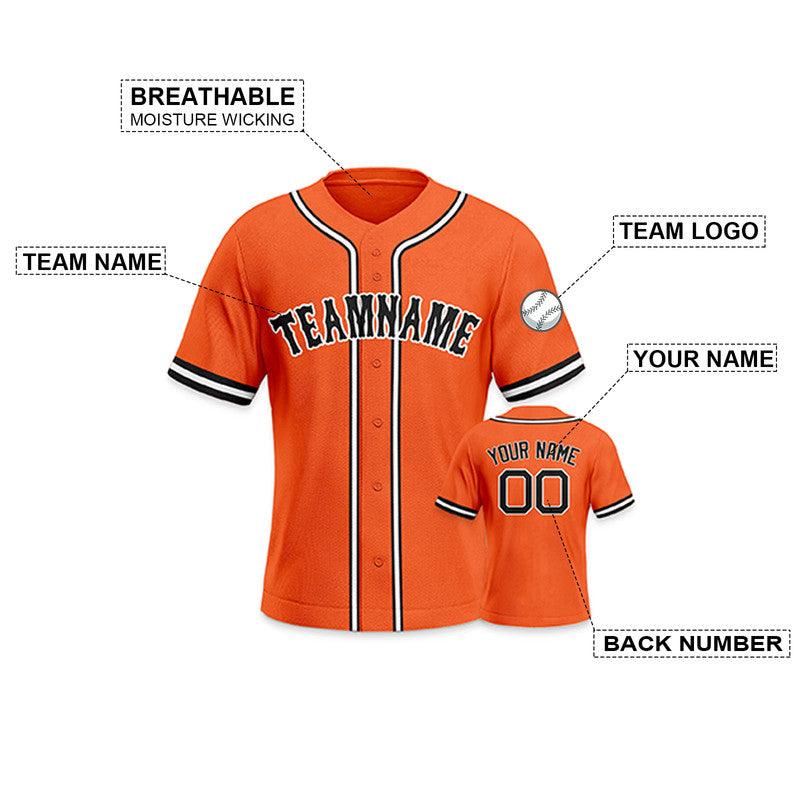 Custom Orange Black-White Authentic Baseball Jersey-2