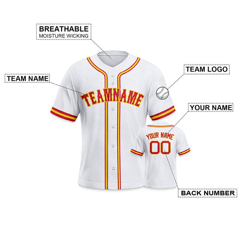 Custom White Red-Gold Authentic Baseball Jersey-2
