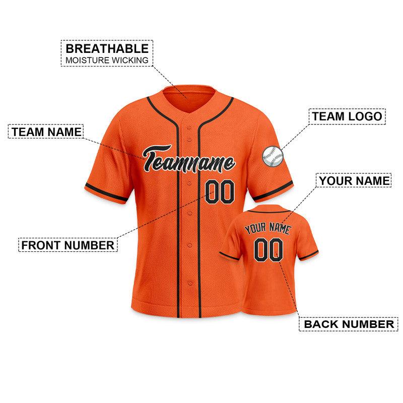 Custom Orange Black-White Authentic Baseball Jersey-3