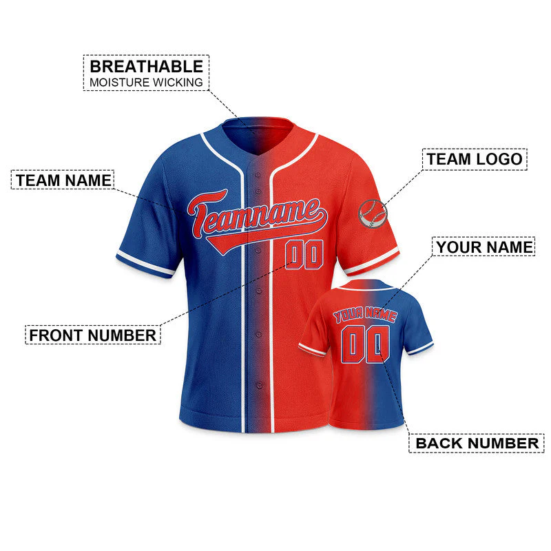 Custom Royal Red-White Authentic Split Fashion Baseball Jersey1
