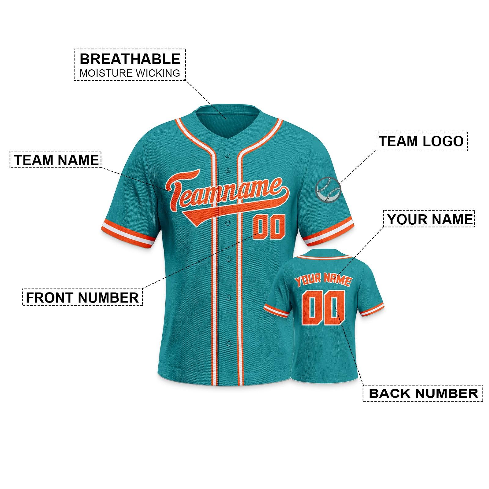 Custom Aqua Orange-White Authentic Classic Baseball Jersey